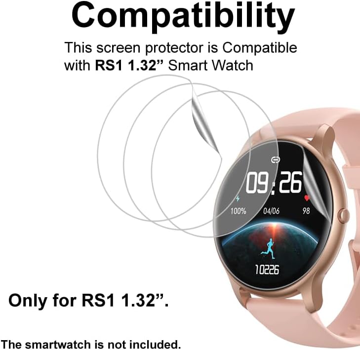 Screen Protector 4-Pack Compatible with Parsonver SR1 1.32” Round Screen Smartwatch, Soft TPU