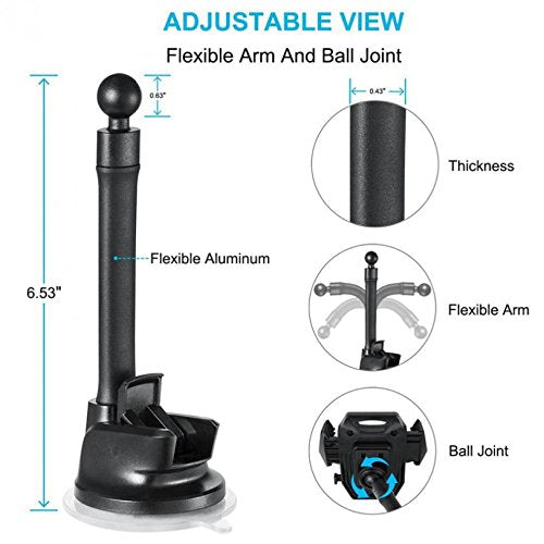 Compatible with DuraForce Pro 2 - Car Mount Magnetic Dash Windshield Gooseneck Holder Window Glass Gooseneck Swivel Dock [Strong Grip Magnets] Works
