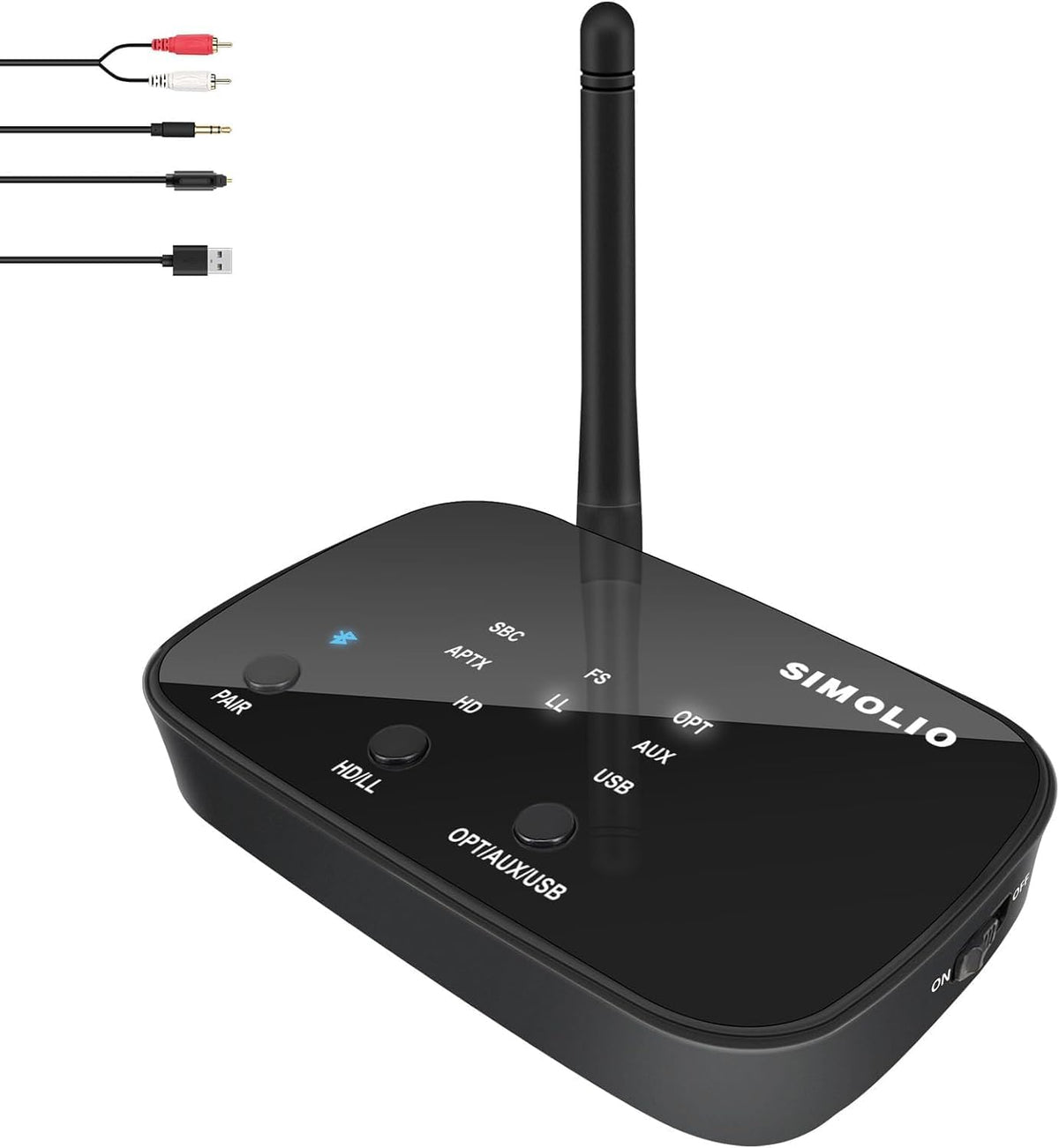 SIMOLIO 201D [2024] Bluetooth 5.2 Audio Transmitter for TV to 2 Wireless Headphones, Long Range