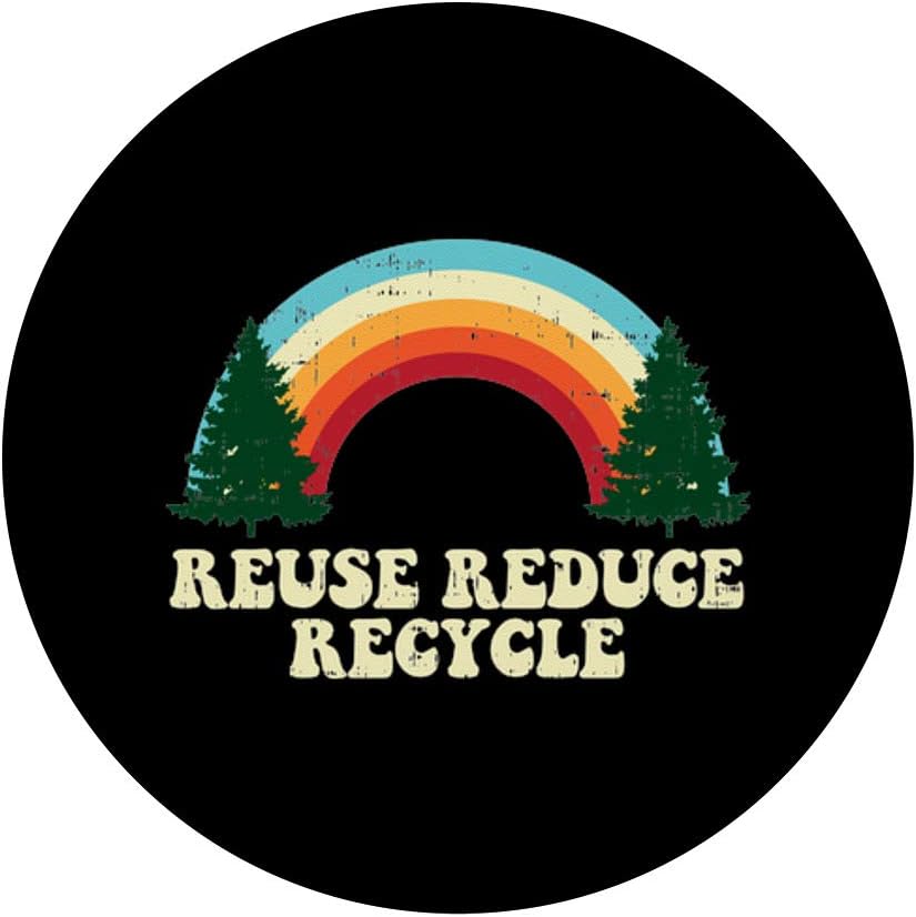 PopSockets Grip and Stand for Phones and Tablets - Reuse Reduce Recycle Trees Rainbow Retro Earth Day 2020 Gift