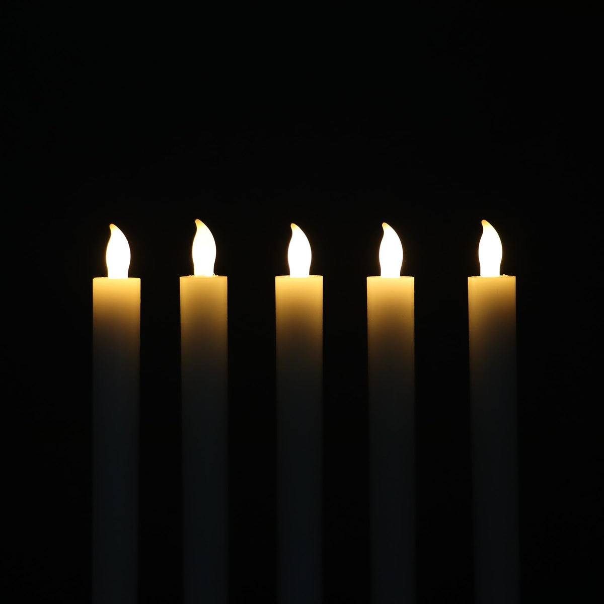 Rhytsing 10" Ivory Flameless Taper Candles with Timer, Battery Operated Dinner Candlesticks, Push-Activated, Textured Wax Finish, Warm White Light