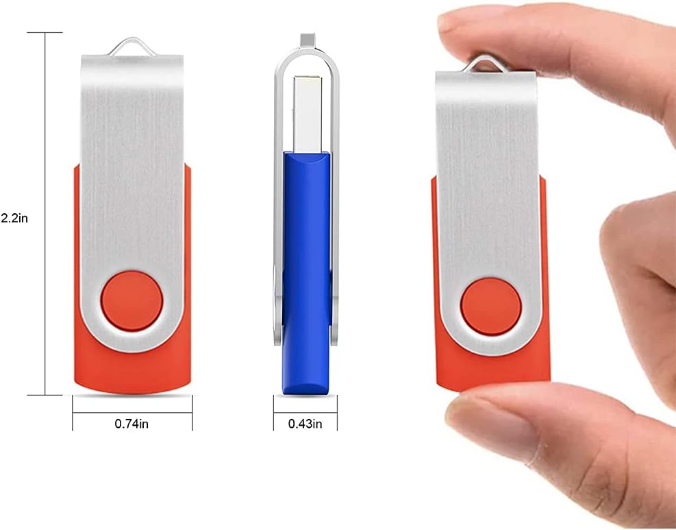 KOOTION 5 X 16GB USB Flash Drive 2.0 Thumb Drive 16 gb Memory Stick Swivel Keychain Design Mixcolor