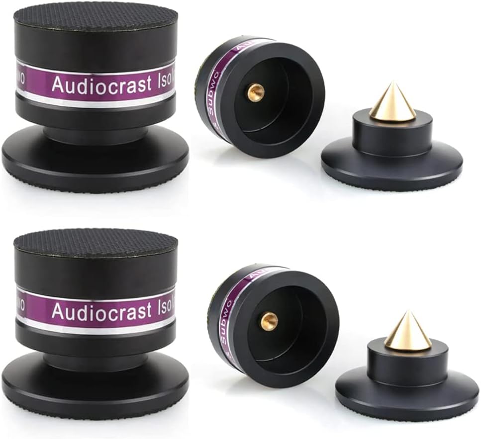 Tertullus 4 Pcs Aluminum Speaker Spike+Isolation Feet for Turntable Amplifier Subwoofer Black