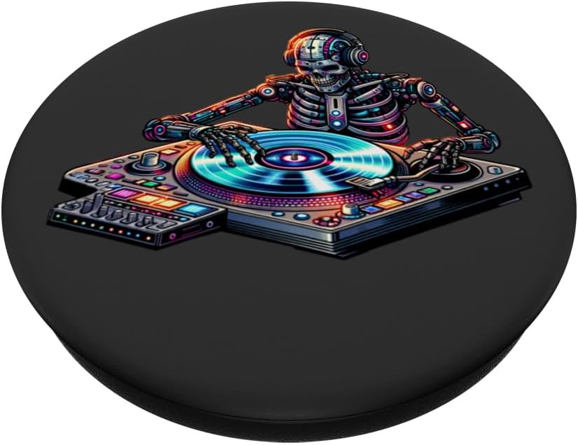 Cyberpunk Music DJ Robotic Skeleton Spin Master Streetwear PopSockets Standard PopGrip