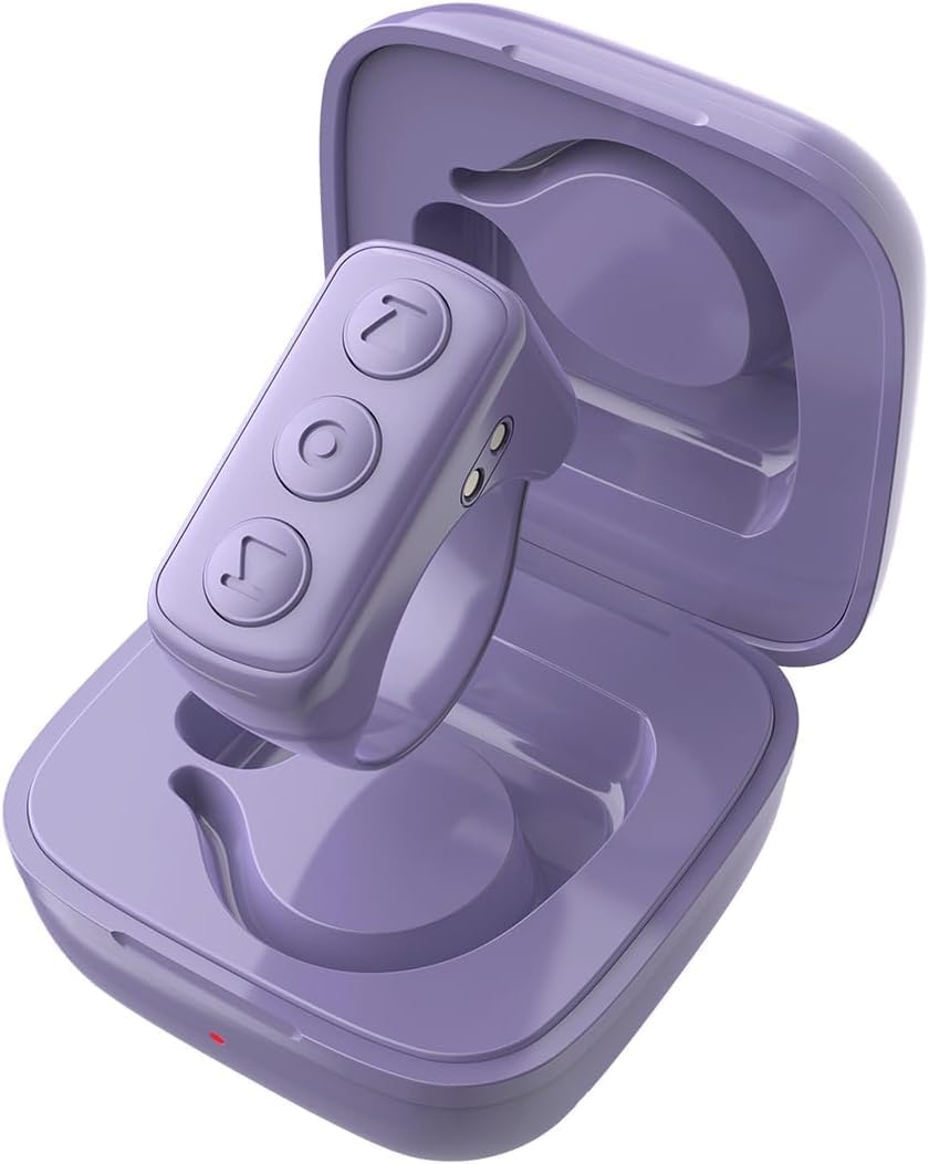 ADZERD Remote Control for TikTok, Page Turner for iPhone/iPad, Bluetooth Camera Video Recording Remote, Scrolling Ring for TIK Tok, Compatible with iOS/Android Phones & Tablets - Purple