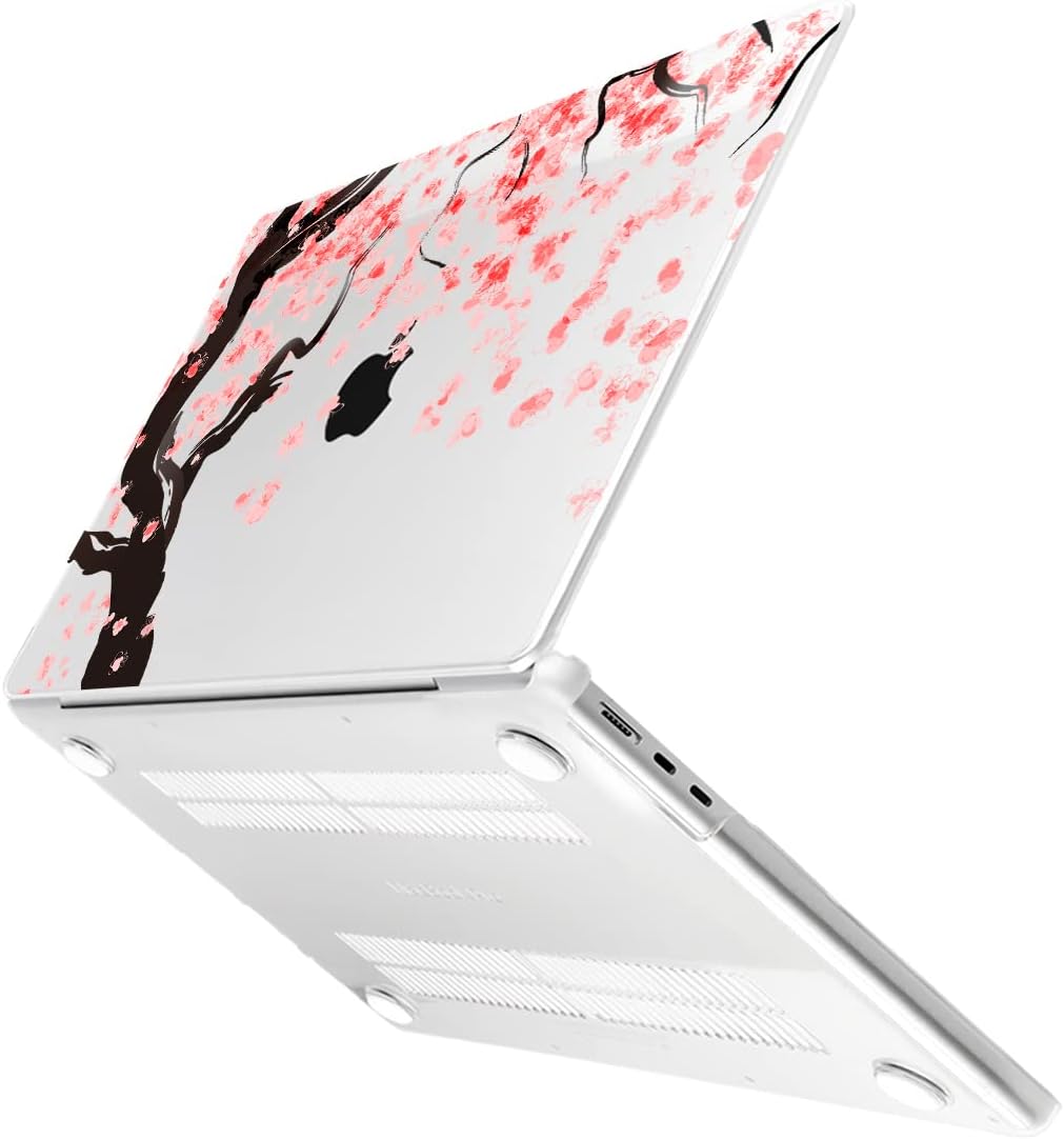 Batianda Premium Case for New MacBook Air 15 inch 2025 M4 2024 2023 with M3 M2 Chip Model A3241/A3114, Designed Protective Plastic Hardshell & Keyboard Cover & Screen Protector, Cherry Blossoms