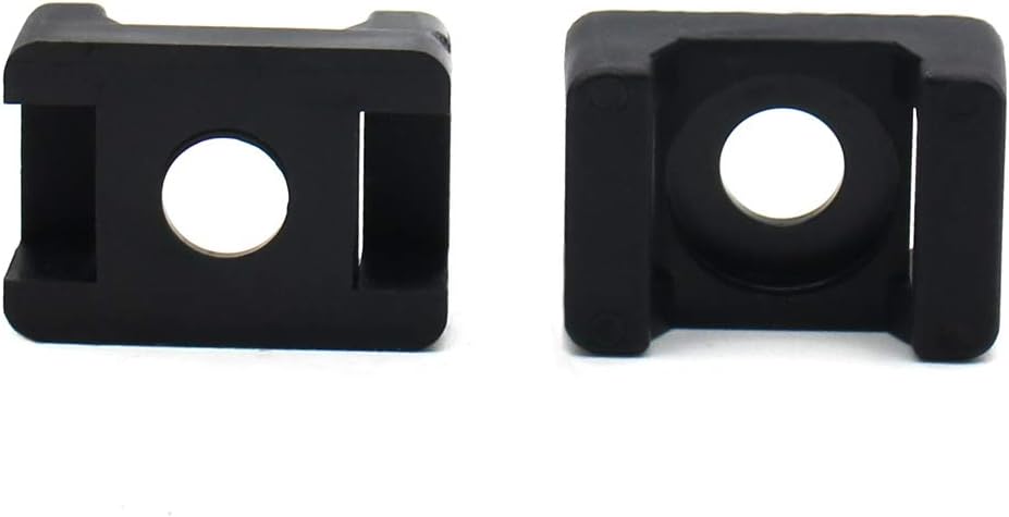 Black 9mm Cable Tie Mount Base Saddle Type Holder, Large Size 0.75 inch, Pack of 100, Screw Wire Bundle Holder