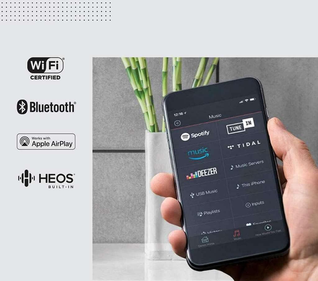 Denon Home 350 Wireless Smart Speaker – Powerful Stereo Sound, Wi-Fi & Bluetooth, HEOS Built-in, Alexa Built-in, Siri & AirPlay 2, Spotify Connect, Multi-Room Support, White