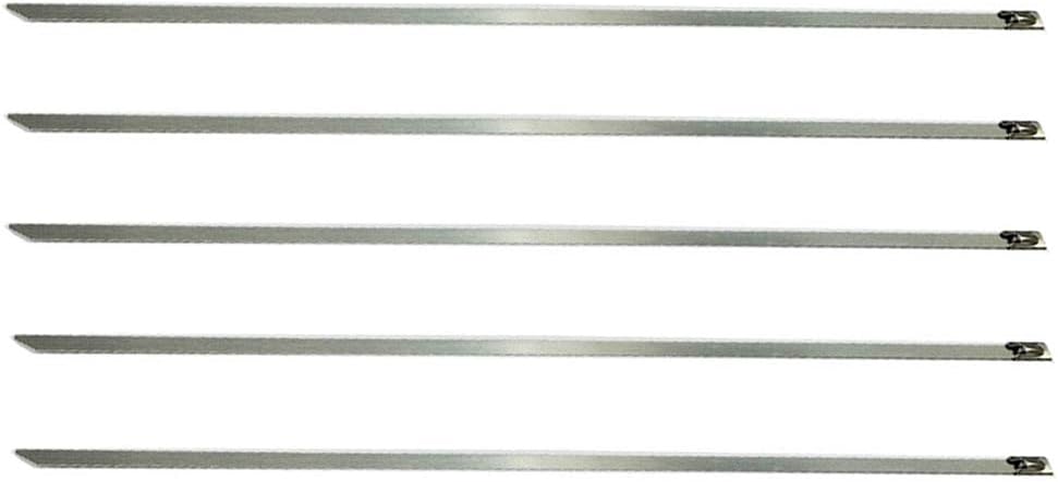 MroMax 13.78" Stainless Steel Cable Zip Ties, Multi-Purpose Metal Exhaust Wrap, 5pcs