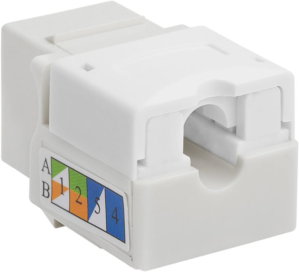 Cmple - 10 Pack Cat6 Keystone Jack Insert Punch Down RJ45 Connectors RJ45 Keystone Jack 90 Degree Female for Wall Plates, Patch Panels, Patch Cables, Ethernet Cables - White