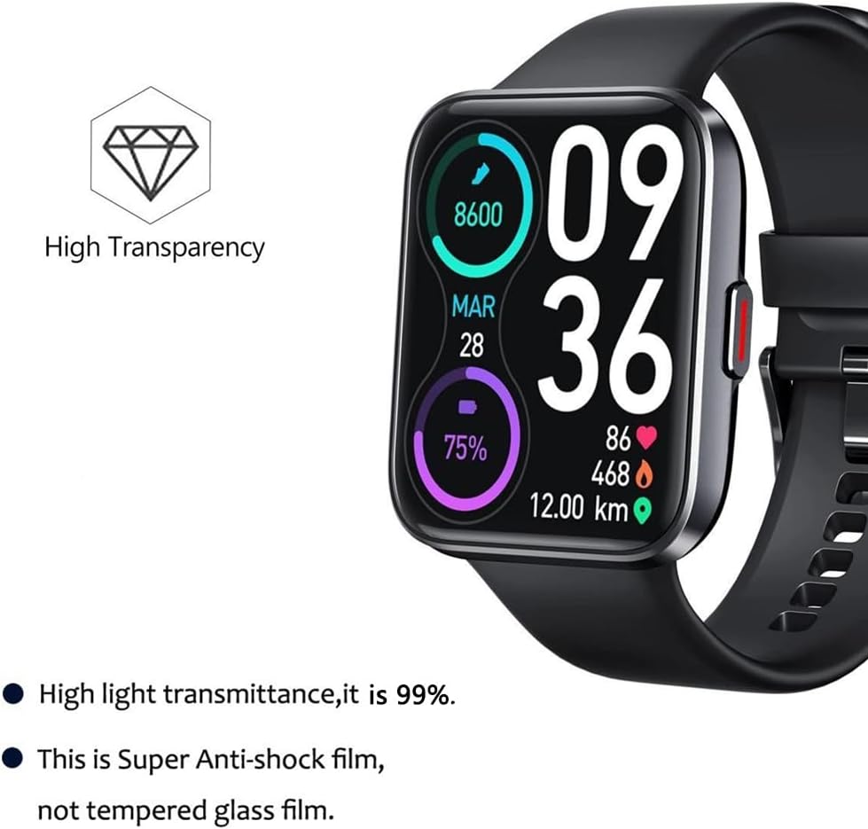 6 Pack ID208 Plus 1.8" Screen Protector Film Compatible with ENOMIR Smartwatch ID208Plus, Anti-Scratch Foils