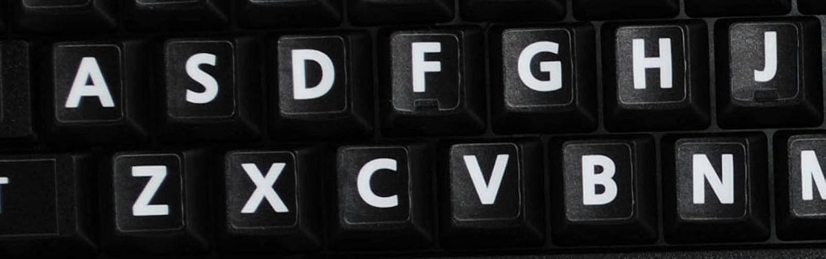 Spanish Traditional Large Letters Upper CASE Black Background Keyboard Sticker for Computers