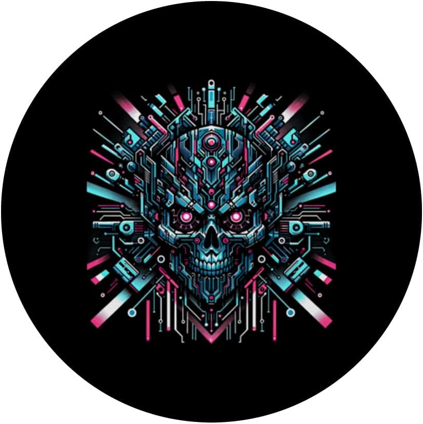 PopSockets Standard PopGrip - Cyberpunk Robotic Skull Cyborg Streetwear Heavy Metal Band
