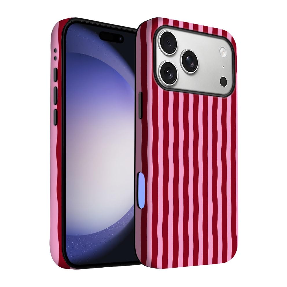 Yuzbira For Iphone 17 Pro Max Case | Red Stripes | Slim Drop Protection Design