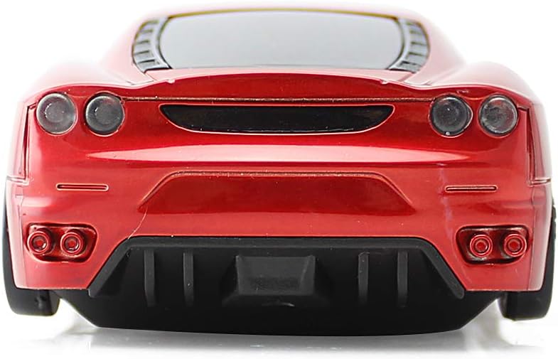 Wireless Car Mouse, 3D Sports Car Shape Optical Mouse for Desktop Laptop, Ergonomic Design (Red)