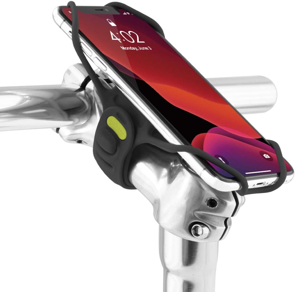 BONE Bike Tie Pro 3, Bike Cell Phone Mount for Stem, Scratch-Free Silicone Holder with Shock-Absorbing Design, Universal Cycling Phone Holder Compatible with Most Smartphones (Black - Stem)
