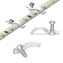 GRIVER 100 Pack Strip Light Mounting Brackets,Fixing Clips,One-Side Fixing,100 Screws Included (Ideal for 10mm Wide Waterproof Strip Lights)
