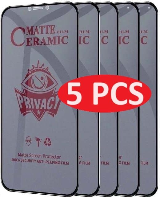 [5 Pack] [3 Pack + 2 BONUS] MATTE PRIVACY Durable Flexible Ceramic Screen Protectors for iPhone 13, 13 Pro, 14