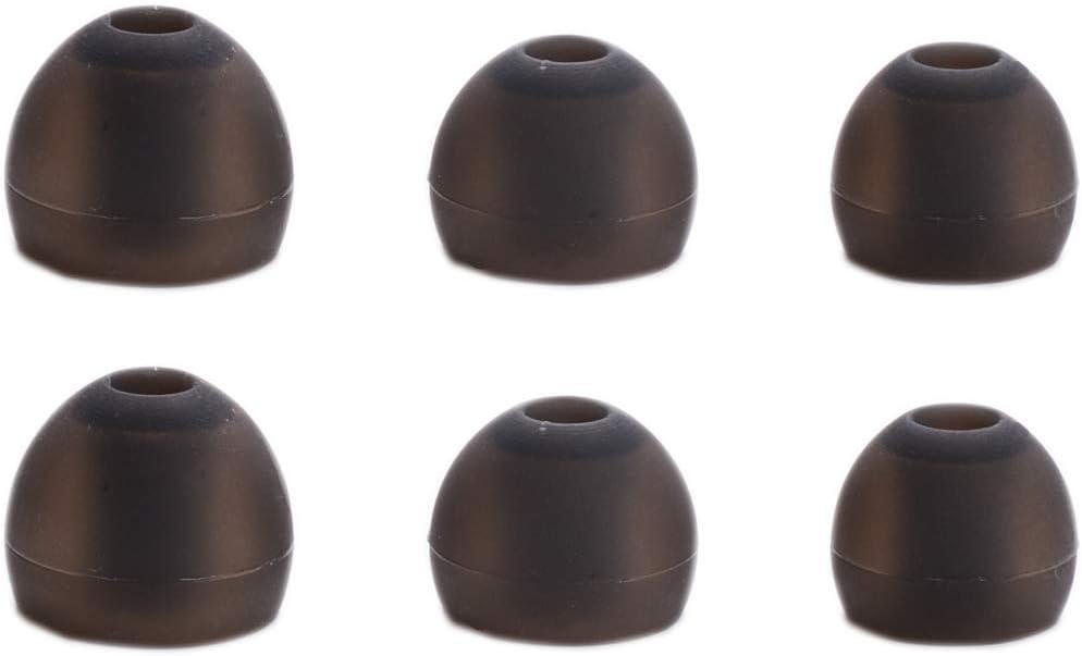 Silicone Replacement Ear Tips for Mpow, Tozo, Aukey, Senso Bluetooth Earphones, 6 Pairs (Black and Gray)