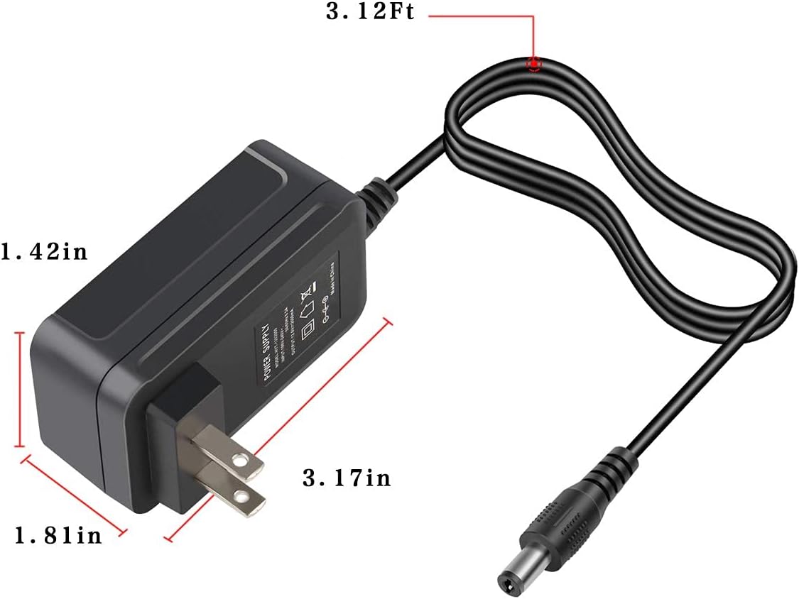SUPERNIGHT 12V 2A Power Adapter Supply, AC 100-240V to DC, 5.5x2.1mm Jack