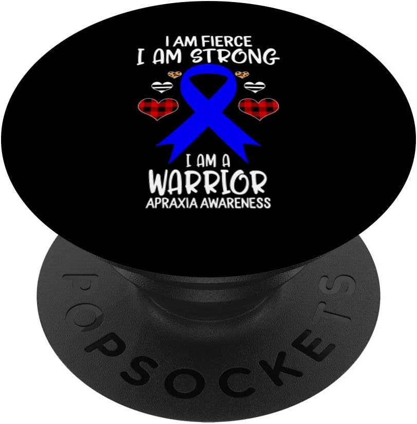 Apraxia Awareness Ribbon I Am Fierce Strong Warrior, Leopard PopSockets Swappable PopGrip