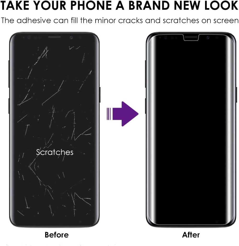 Galaxy S8 Plus Screen Protector [3 Pack], UV Tempered Glass, Edge to Edge Coverage, Full Screen Adhesive