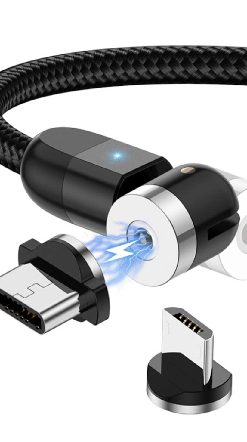 RISEMOSE Magnetic Charging Cable, NetDot 6 Pack (3ft) Max 18W Fast Charging for Micro USB, USB-C/i-Product (Black)
