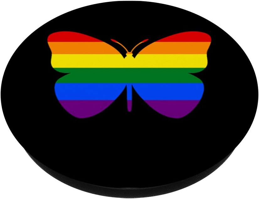Cute Gay Pride Rainbow Flag Social Butterfly PopSockets Swappable Grip