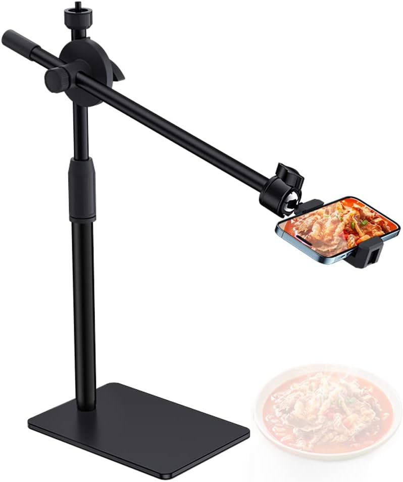 HVAYING Overhead Phone and Camera Mount Stand for YouTube Live Video Cooking Makeup and Crafts - Compatible with iPhone