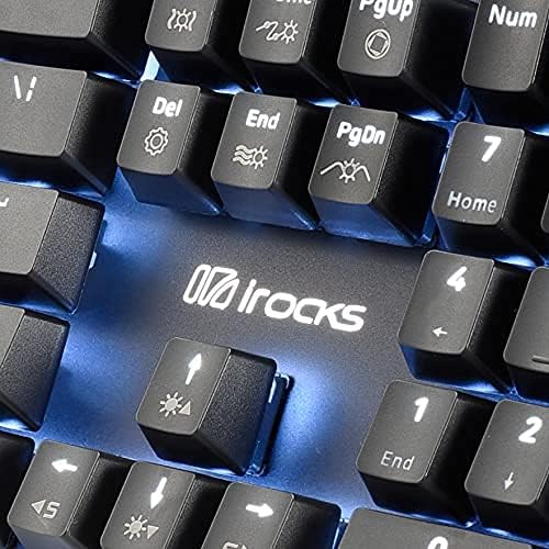 i-rocks K75M Illuminated Mechanical Keyboard, 104 Keys, PBT Keycaps, Backlit LED Light and Shortcut Keys - Programmable Light & Macro Recorder (Cherry MX Red Switch, Black)