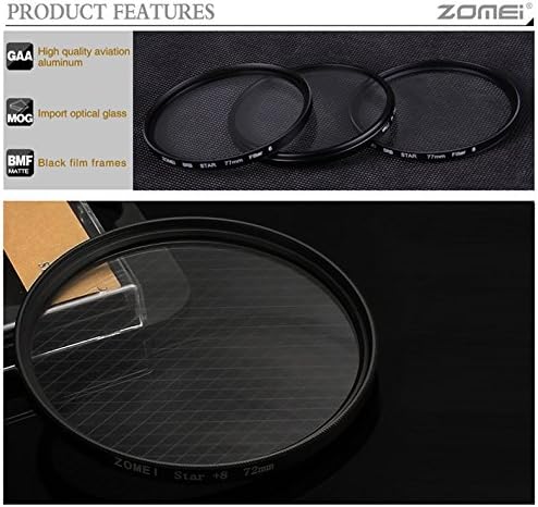 ZOMEI 55mm Star-Effect Cross Starburst Twinkle Lens + 4, 6, 8 Points Star Filter Set for Canon Nikon