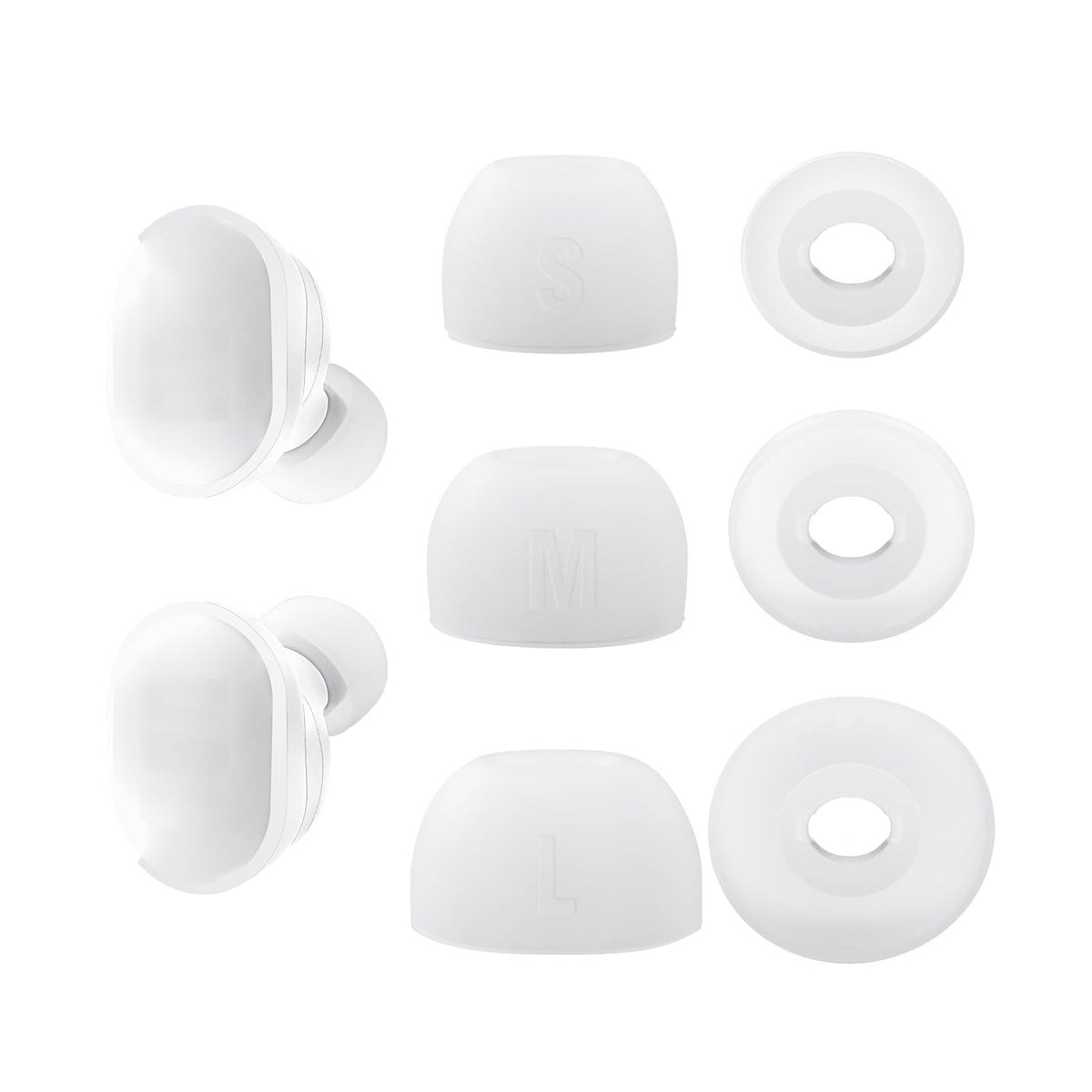 Replacement Earbuds Tips for JBL Tune Buds, JBL Tune Buds 2, Silicone Eartips, 3 Pairs (S/M/L) White