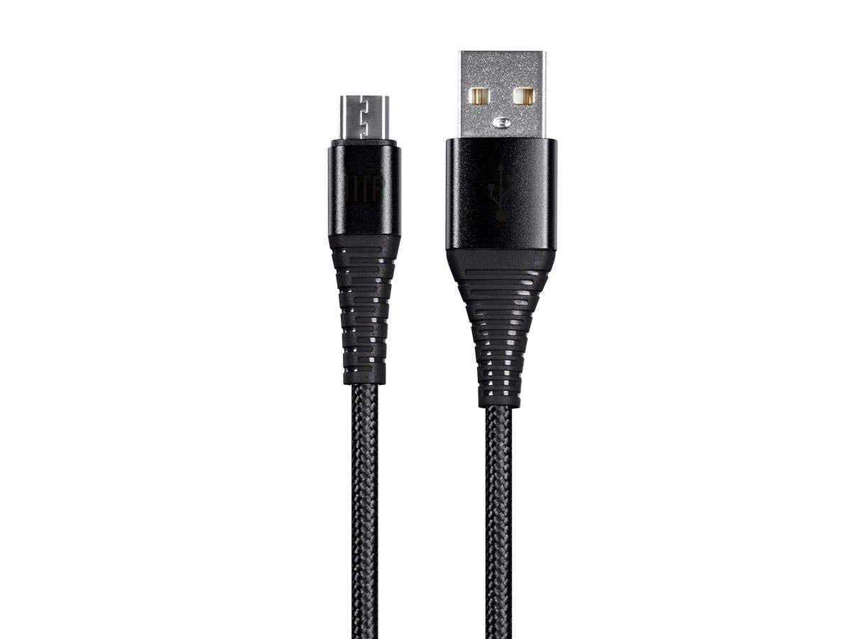 Monoprice USB 2.0 Micro B to Type A Charge & Sync Cable - 3 Feet, Black, Durable Nylon-Braid