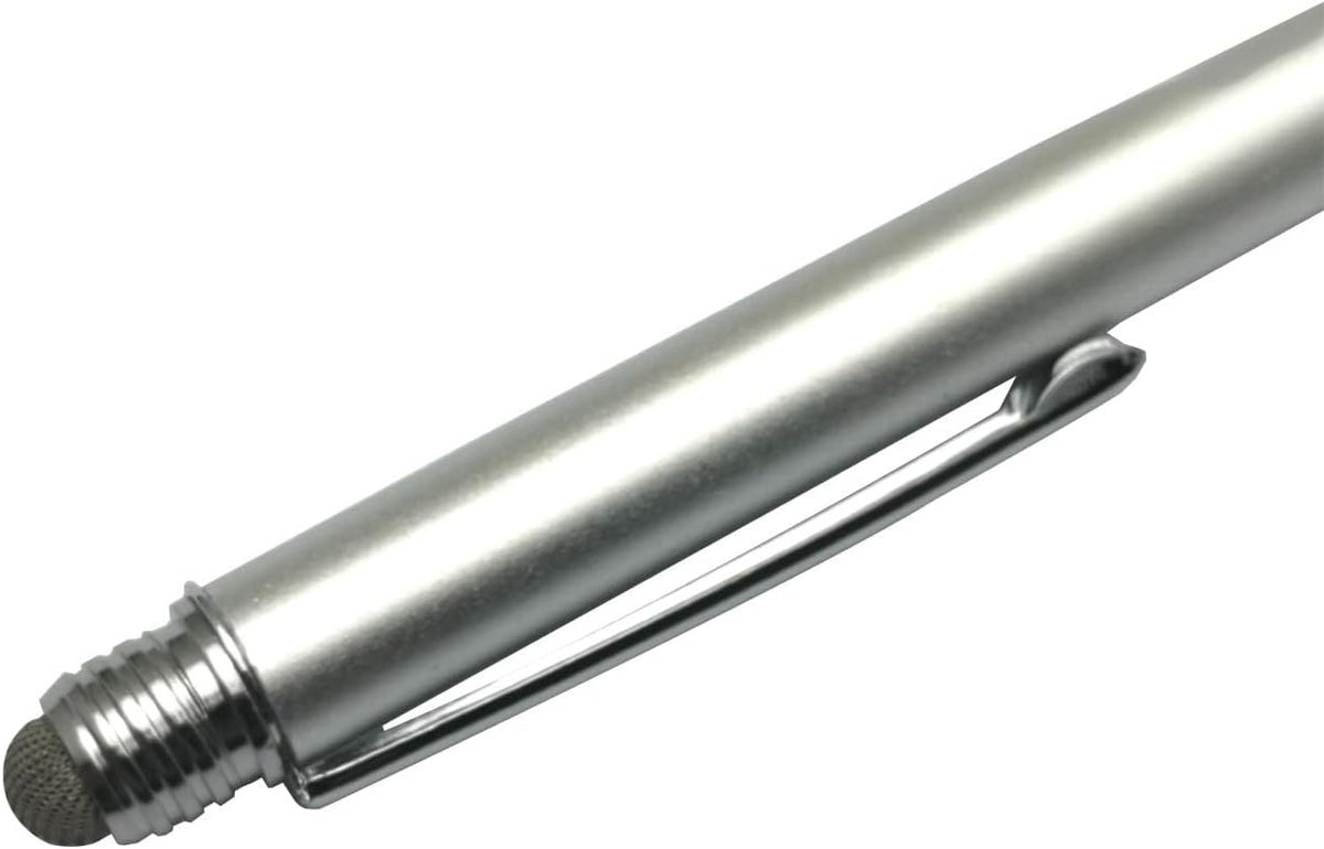 BoxWave Stylus Pen - DualTip Capacitive Stylus, Fiber Tip Disc Tip for HP Chromebook x2 - Metallic Silver