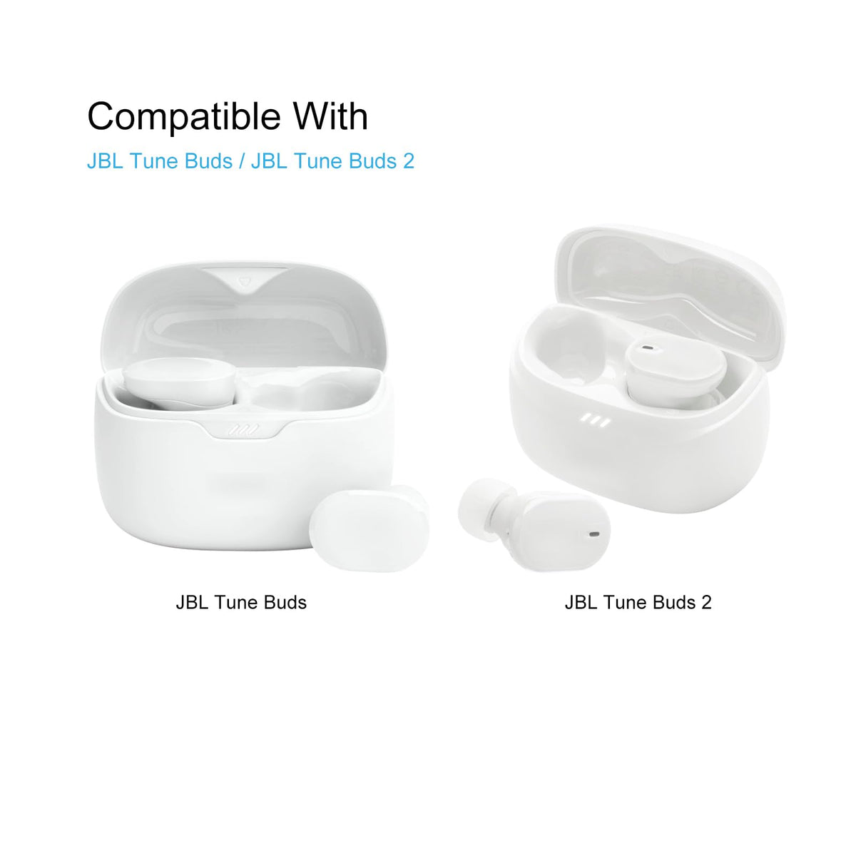 Replacement Earbuds Tips for JBL Tune Buds, JBL Tune Buds 2, Silicone Eartips, 3 Pairs (S/M/L) White