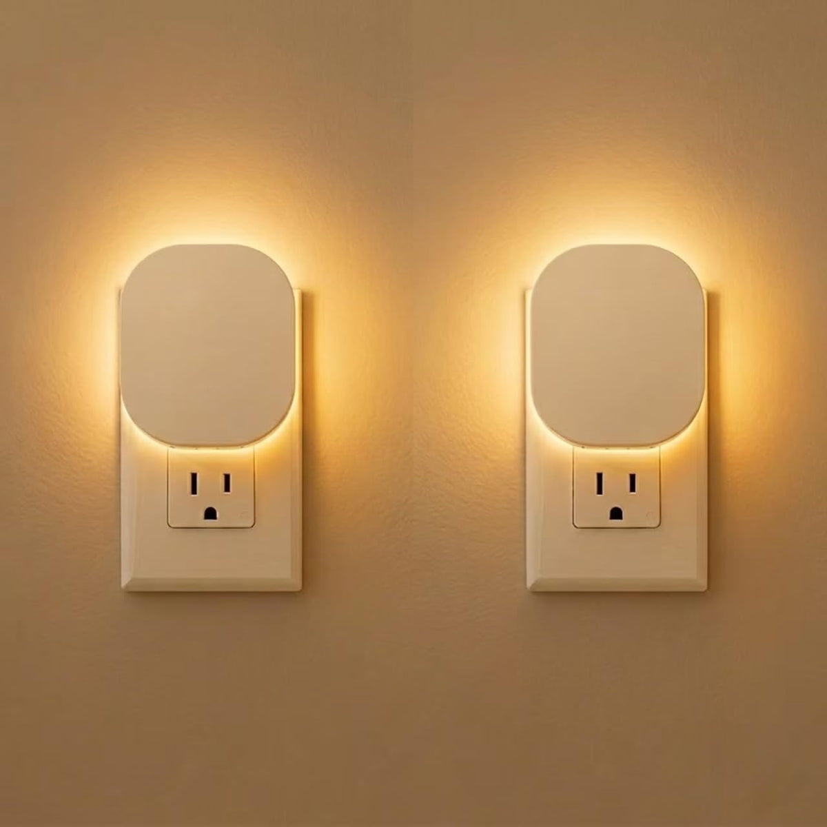 Hiwrolat Plug-in LED Backlit Night Light with Motion Sensor & Dusk to Dawn Sensor, 2700K Soft Warm White Nightlight with Dimmable Brightness