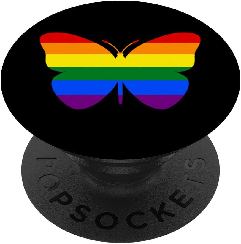 Cute Gay Pride Rainbow Flag Social Butterfly PopSockets Swappable Grip