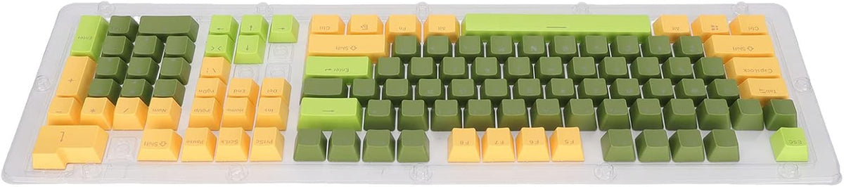 107 Keys Keycaps, Three Color Translucent Characters Arc Layout Mechanical Keyboard Ergonomic Keycaps (Dark Green)
