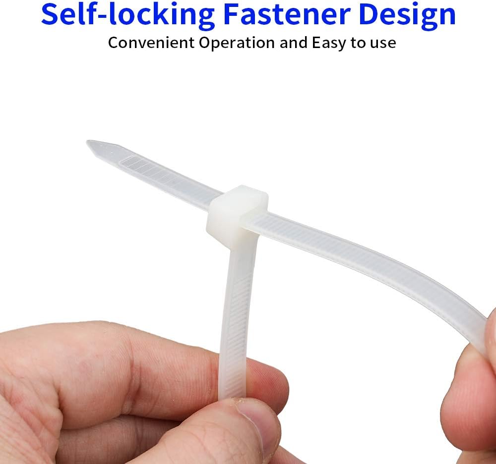 1000 Pack 4 Inch KOOWIN Nylon Plastic Cable Zip Ties - Small Wire Wraps in White
