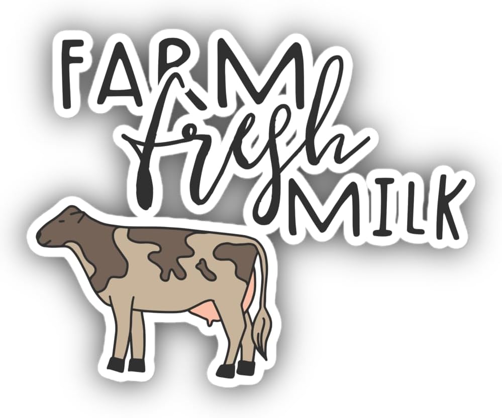 Generic FRMA04 (3 3 inches) Farm Fresh Milk Sticker Cute Cow Farm Vinyl Decal, Rustic Dairy Design for Laptop, Journal