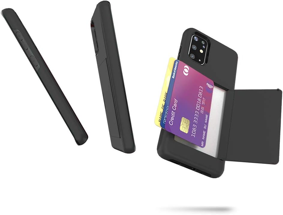 Asuwish Phone Case for Samsung Galaxy A71 5G with Tempered Glass Screen Protector, Credit Card Holder, Slim Hybrid Black