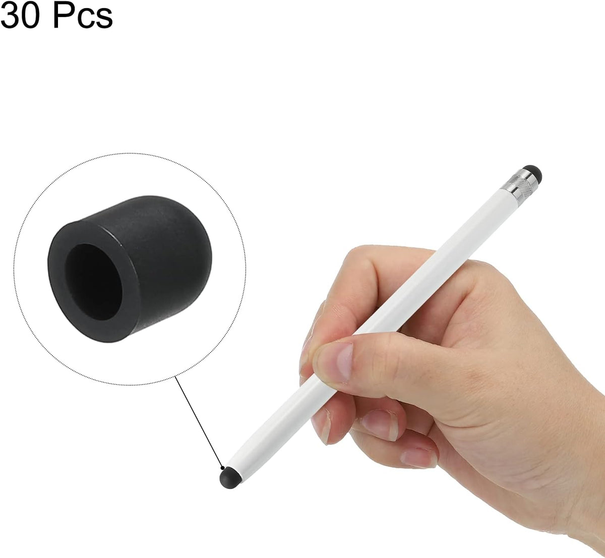 MECCANIXITY 30pcs 6.5mm Stylus Pen Fine Tips, Conductive Rubber Capacitive Touch Screen Universal Replacement