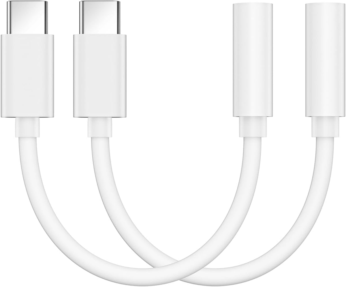 Lezaface USB-C to 3.5mm Female Headphone Jack Adapter, 2Pack, Compatible with iPhone 15/15 Plus/15 Pro/15 Pro Max