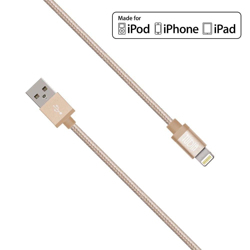 TUDIA 3ft Nylon Braided USB Cable with Lightning Connector [Apple MFi Certified] for iPhone 6/6 Plus, iPad Air 2