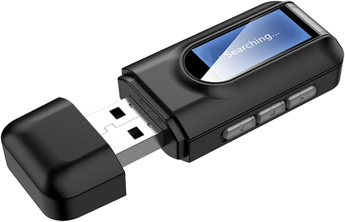 Bluetooth 5.0 Transmitter Receiver, 2 in 1 USB Portable Audio Adapter with LCD Display, Bluetooth AUX Dongle