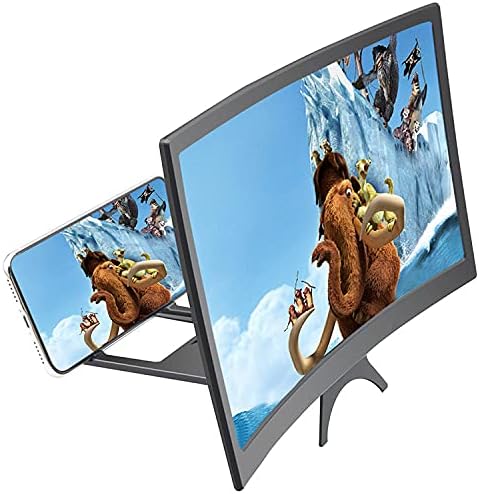 12 Inch 3D Curved HD Phone Screen Amplifier, Foldable Phone Holder for All Smartphones