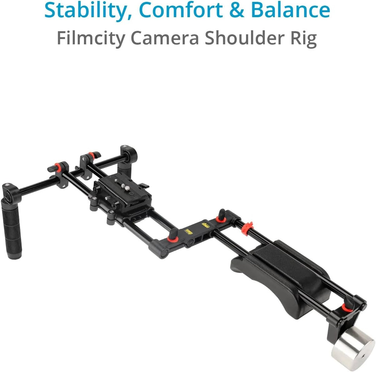Shoulder Rig Kit w Matte Box & Follow Focus for DSLR Cameras. Ergonomic & Stable, 6” to 9” Convertible Size. Adjustable Handles, ¼” Threads. Comfy Shoulder Pad, Quick Release Plate (FC-03)
