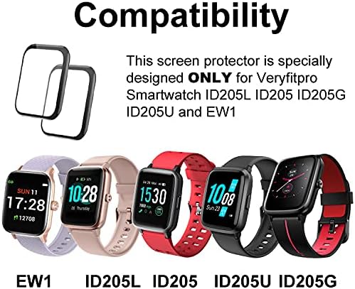 3D Screen Protector Compatible with 1.3 inches ID205L Smart Watch, 3-PACK for ID205 Series