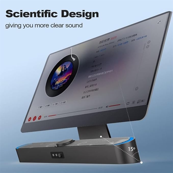 Computer Speakers for Desktop USB Powered Speaker Bar Portable Computer Speakers 3.5mm Audio Mic Plug Wired Soundbar Speaker for PC Tablet Laptop(D)
