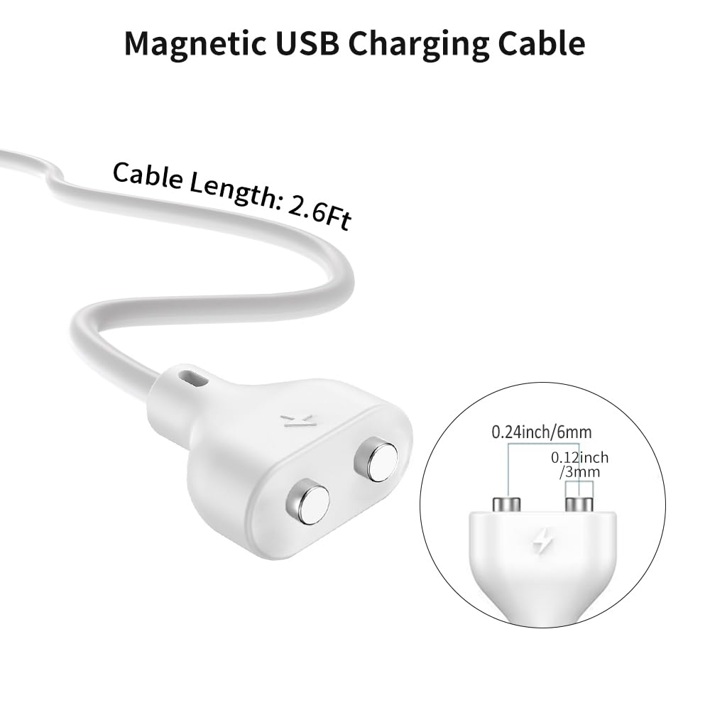 Magnetic USB Cable DC Charger, Charging Cord with 2 Pin for Replacement Toys - 0.24in/6mm